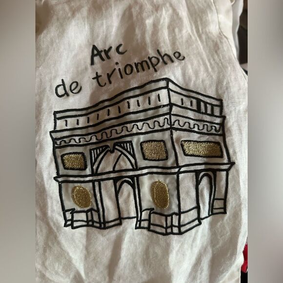 Womens Vintage Jaime Paris Effiel Tower Embroidered LONG blouse. Linen/Ramie. XL - Picture 5 of 8